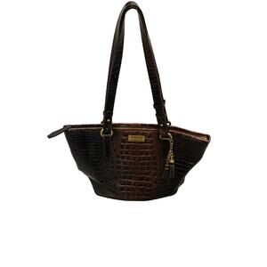 Brahmin Coquette Pecan Melbourne Croc Embossed Leather Medium Asher Tote Bag EUC